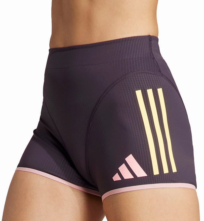 striped shorts adidas Adizero Promo Womens Short Running Tights - Purple