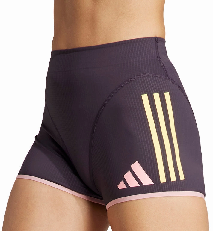 Fresh Vibe Adjustable Drawstring Waist adidas Adizero Promo Womens Short Running Tights - Purple