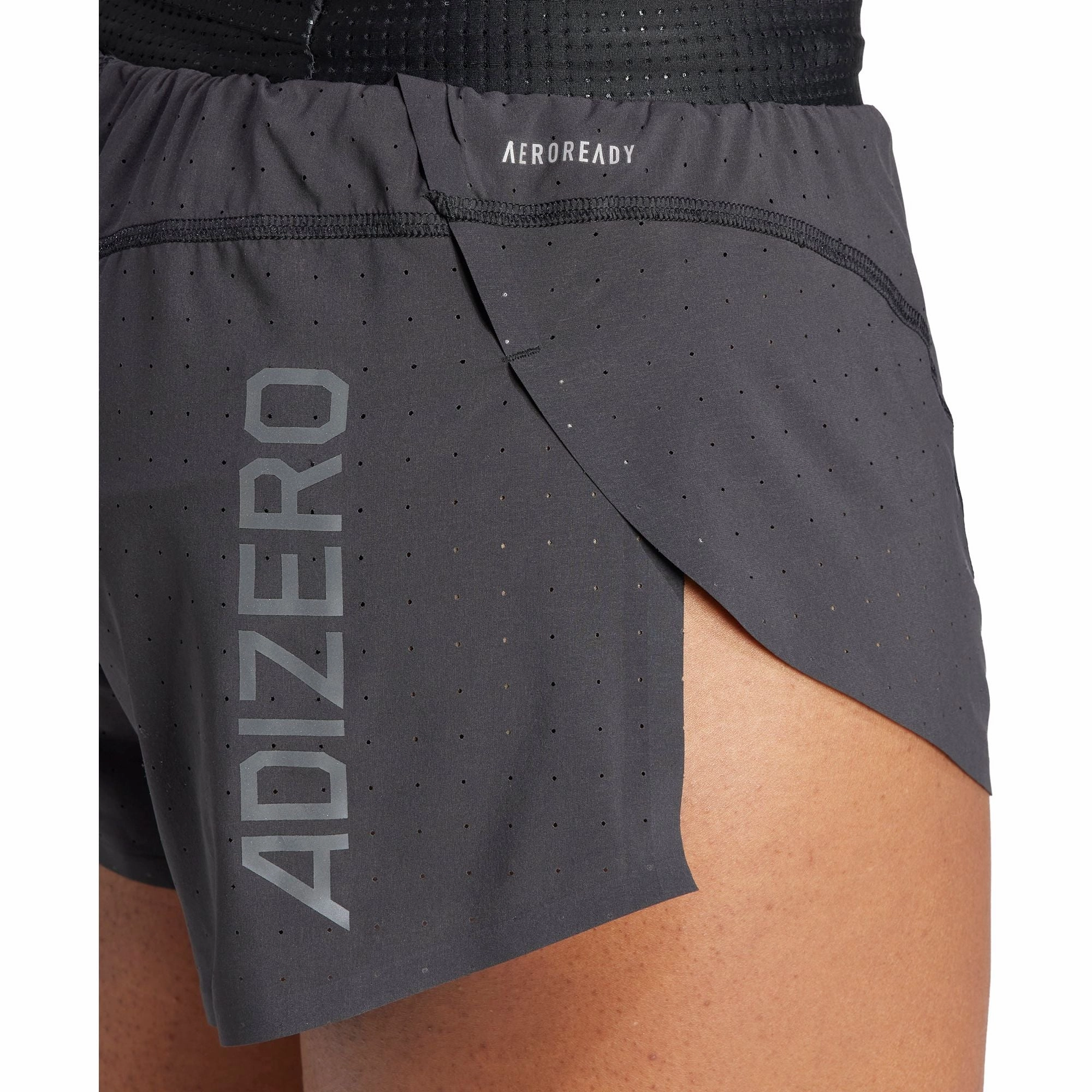 adidas Adizero Womens Split Running Shorts - Black Flexible Hemline