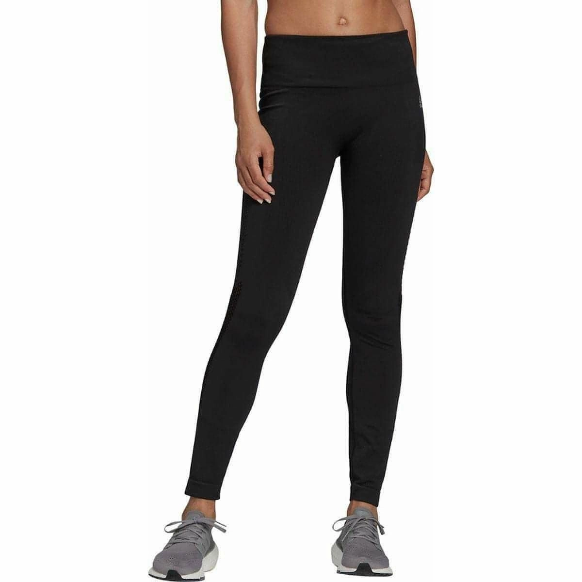 Travel Enthusiast Squat Proof adidas AeroKnit Womens 7/8 Running Tights - Black