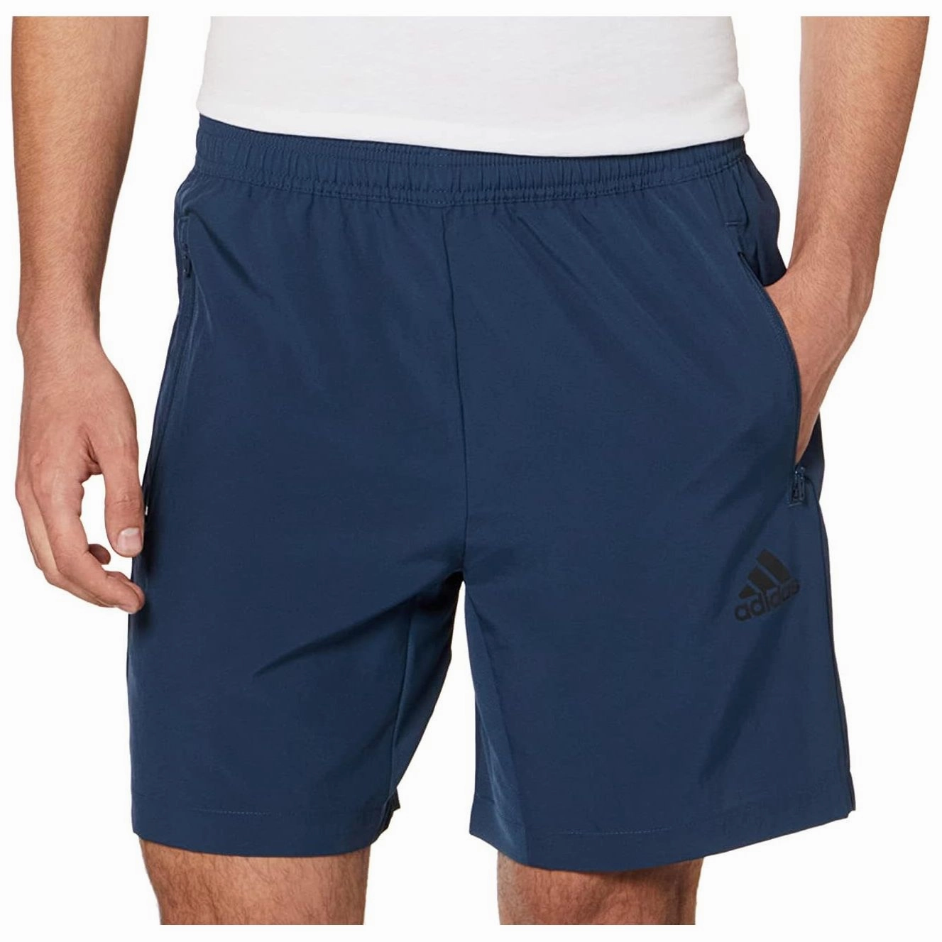 Non Cling Material Metallic accents adidas AeroReady Designed To Move Woven Mens Training Shorts - Blue