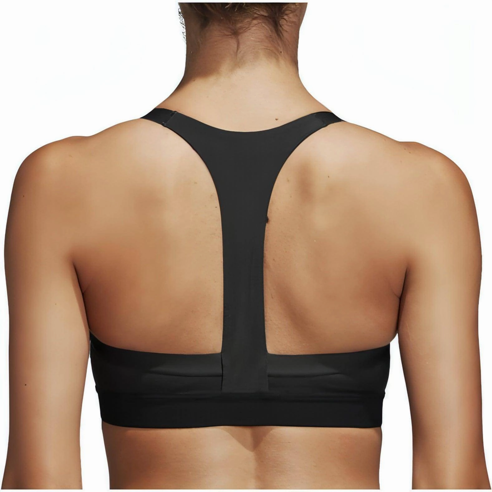 adidas All Me 3 Stripes Womens Sports Bra - Black Performance Fabric