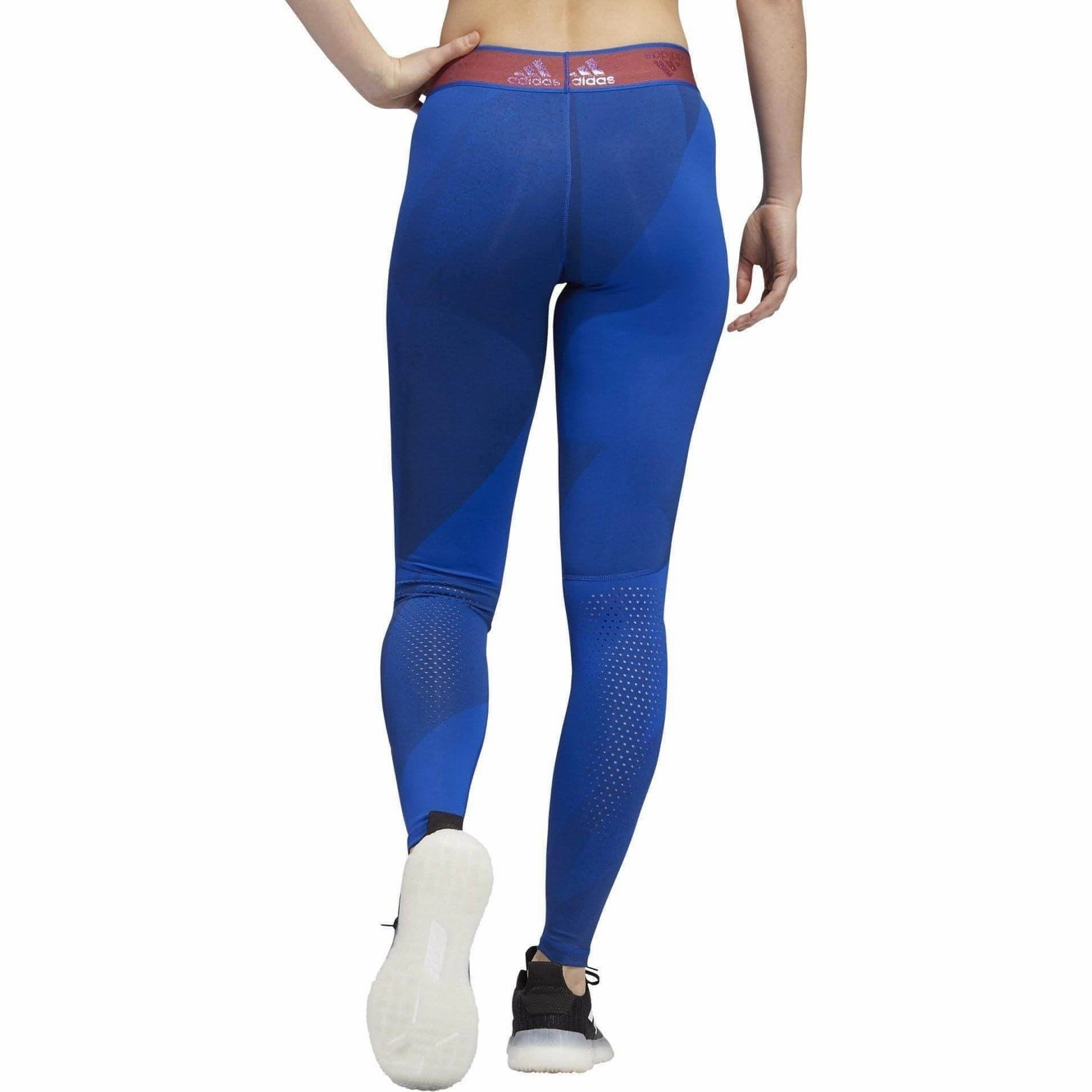 Quick Fit Push Fit adidas AlphaSkin Graphic Womens Long Training Tights - Blue