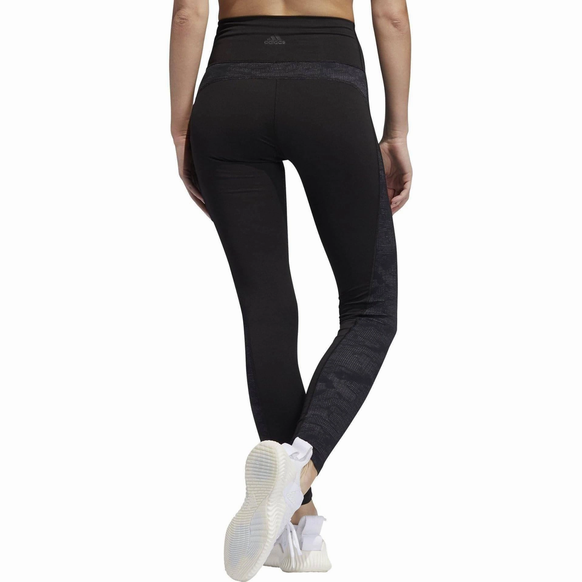 adidas Believe This Jacquard High Rise Womens Long Training Tights - Black Sport Look