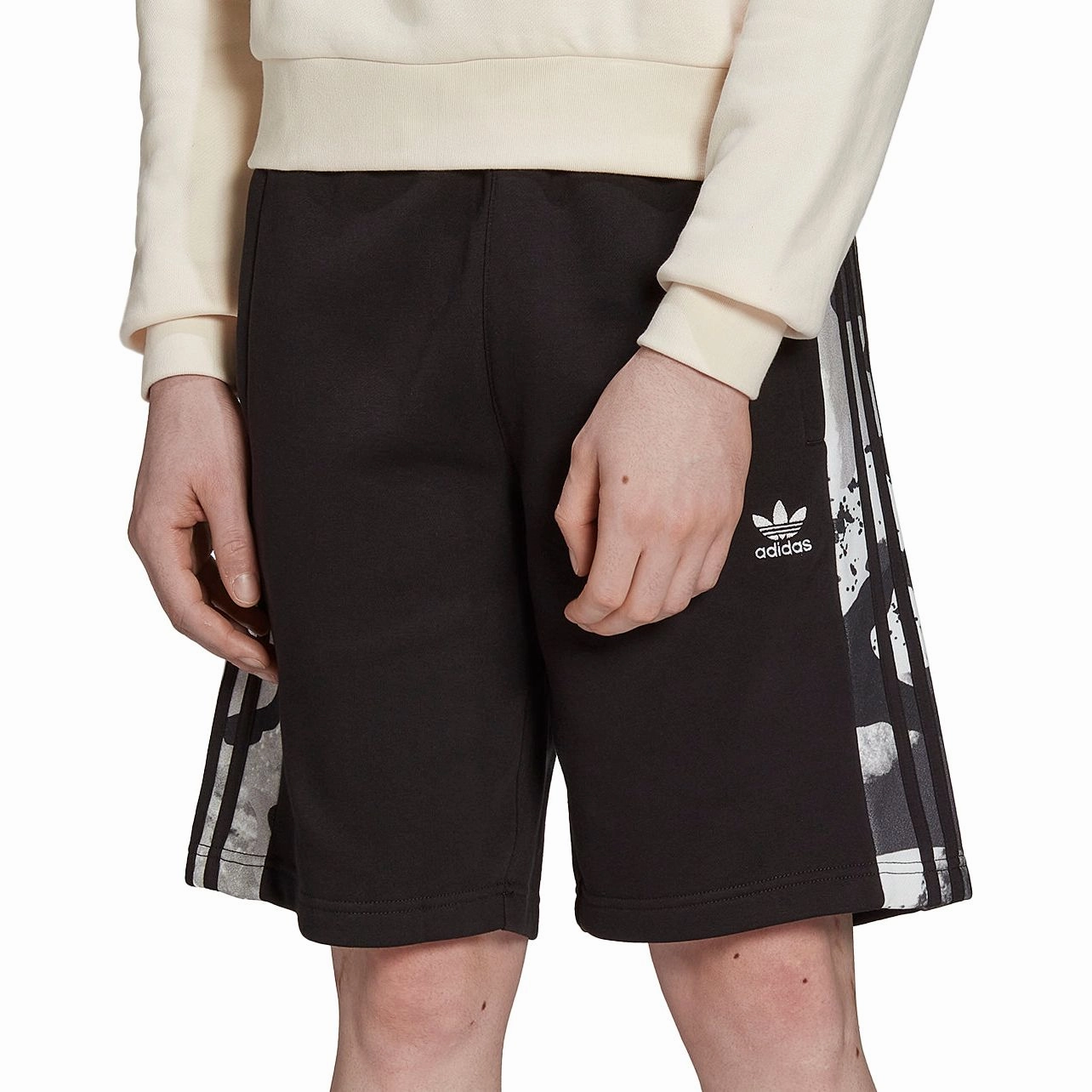 High-End Quality Lounge Wear adidas Camo 3 Stripes Mens Training Shorts - Black