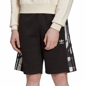 High-End Quality Lounge Wear adidas Camo 3 Stripes Mens Training Shorts - Black