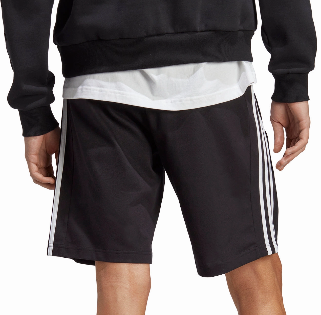 adidas Essentials 3 Stripes 10 Inch Mens Shorts - Black Slim Waistband Pilates wear