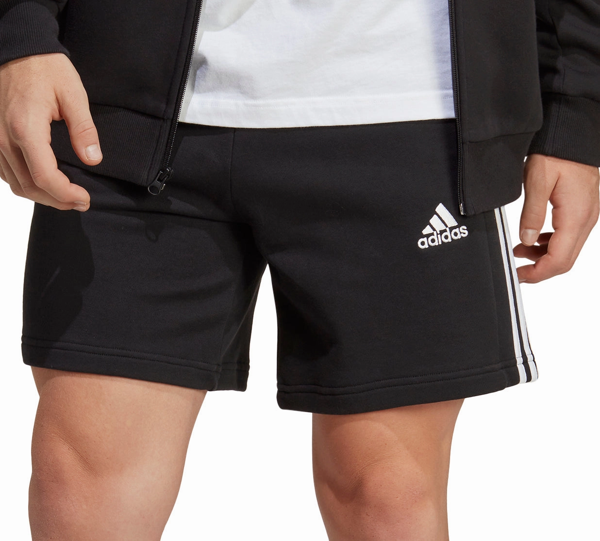 adidas Essentials 3 Stripes Mens Shorts - Black Quick Move