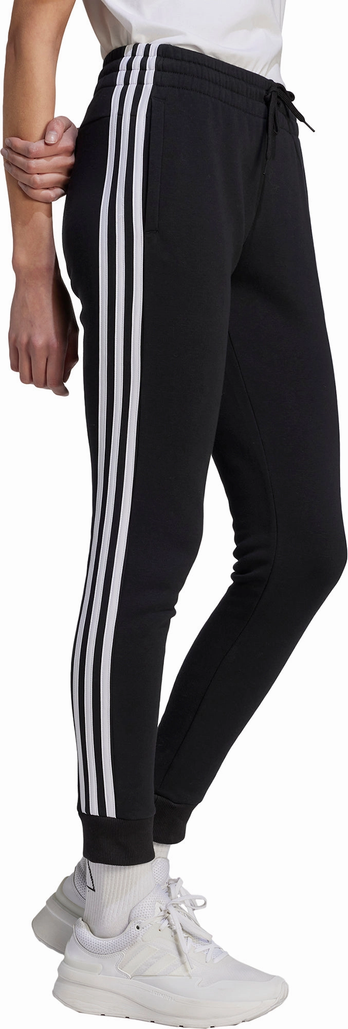 adidas Essentials 3 Stripes Womens Fleece Joggers - Black Cozy and Soft
