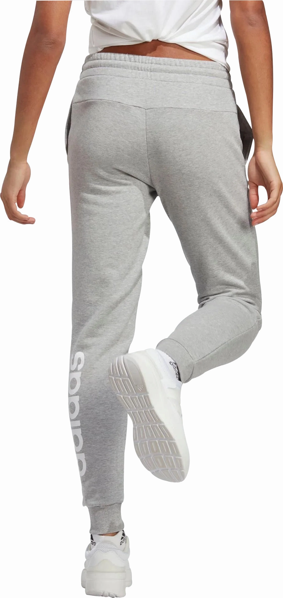 adidas Essentials Linear French Terry Womens Cuffed Joggers - Grey No Ride Fit Customizable length