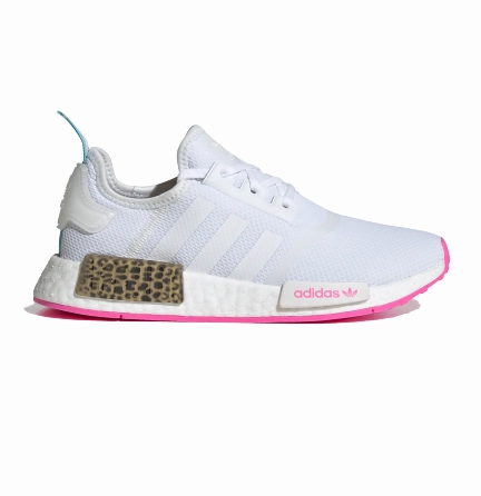 Adidas Kid's NMD R1 Shoes - Cloud White / Screaming Pink Grip Enhancing Outsole Trendy Performance