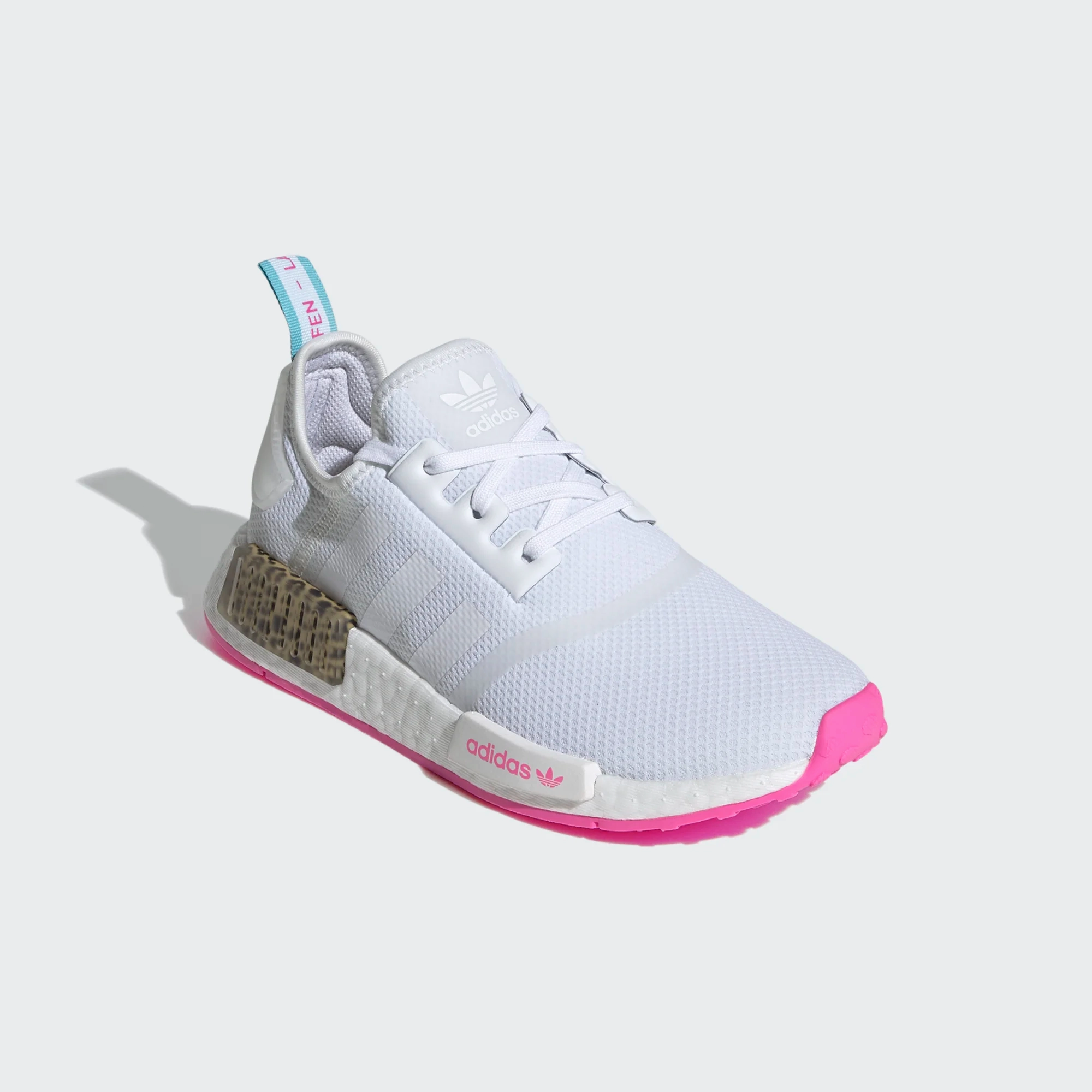 Cloud cushion Adidas Kid's NMD R1 Shoes - Cloud White / Screaming Pink