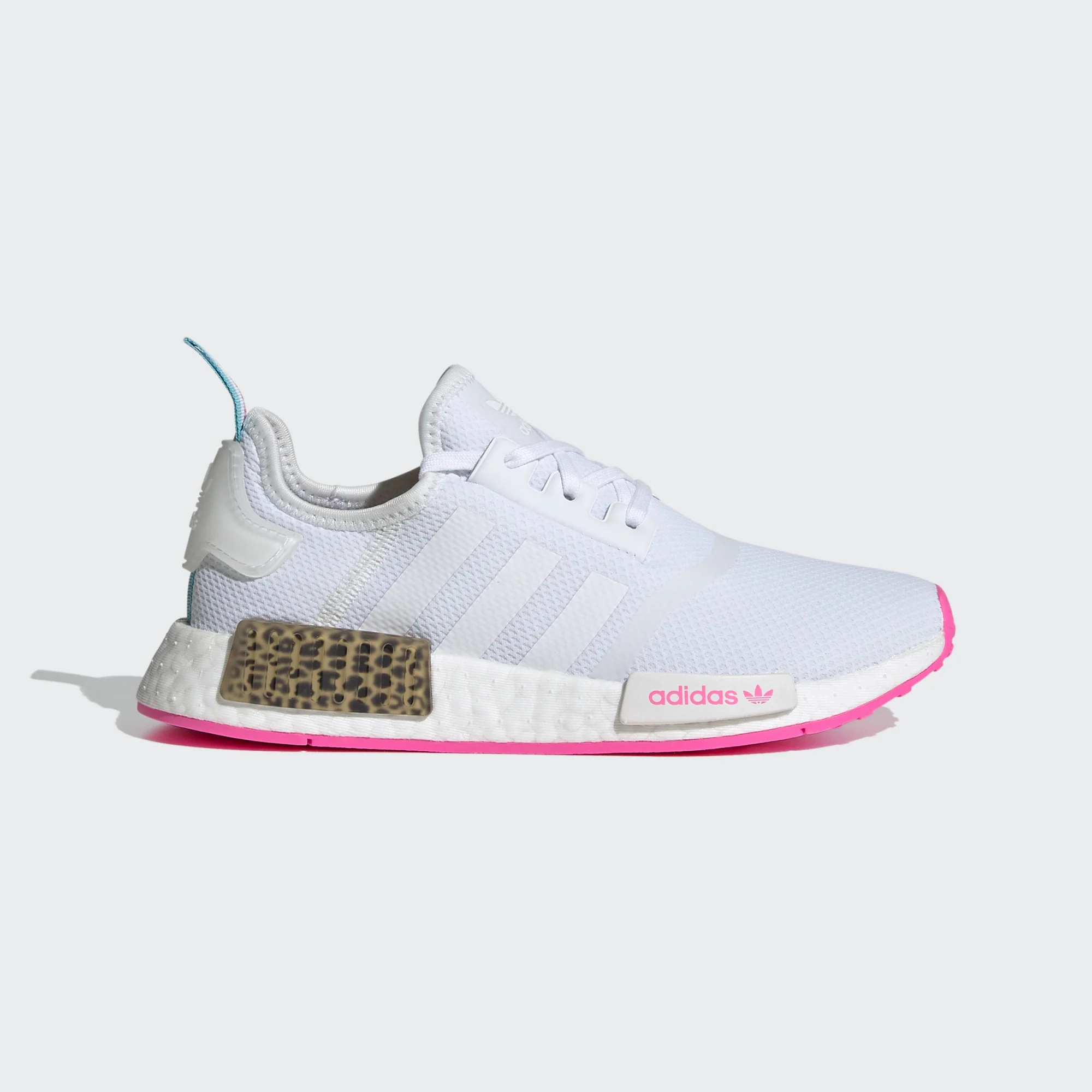 Hybrid Sole Adidas Kid's NMD R1 Shoes - Cloud White / Screaming Pink