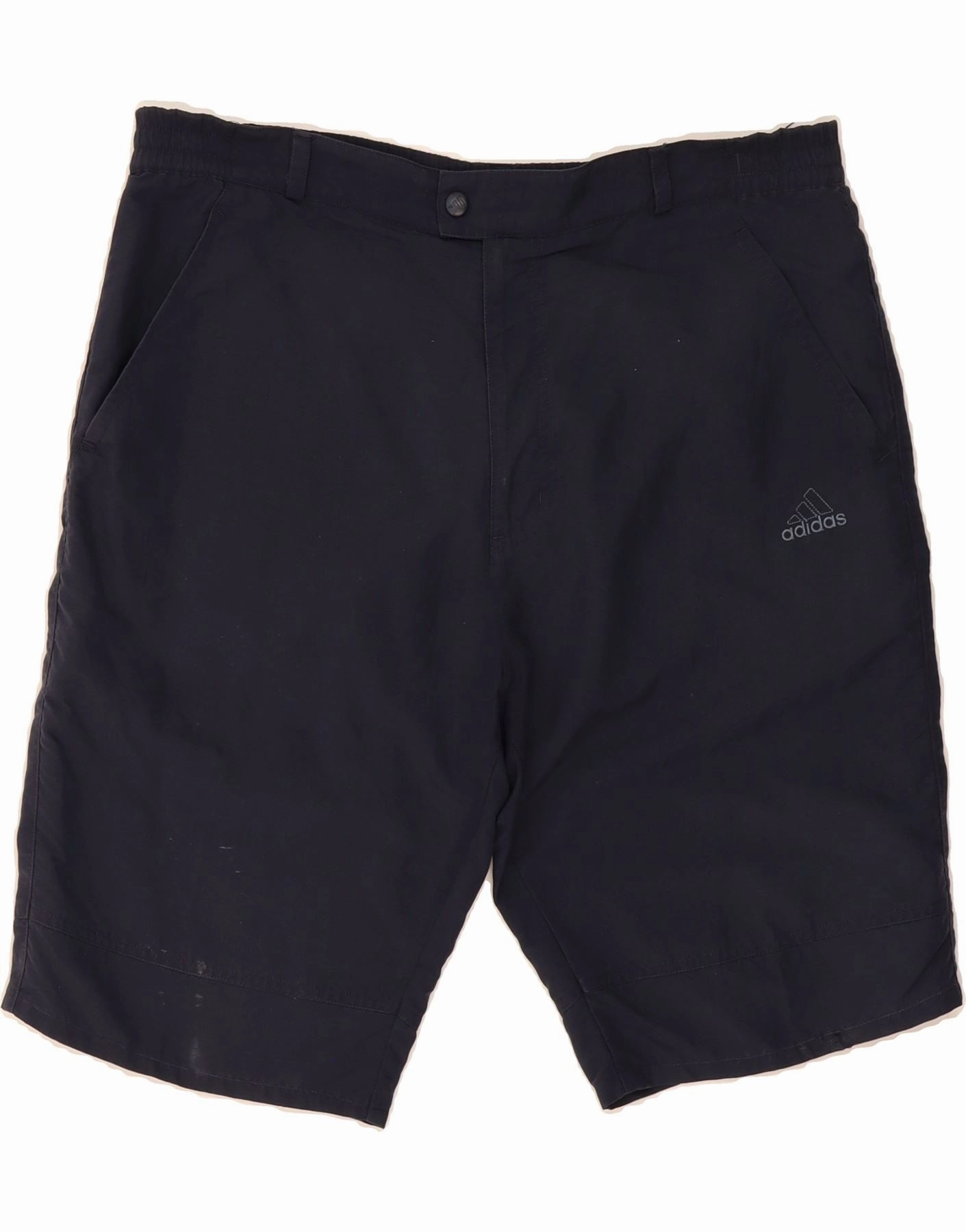 ADIDAS Mens Chino Shorts W34 Large  Navy Blue Polyester Anti Static Treatment Anti Slip Waist Grip