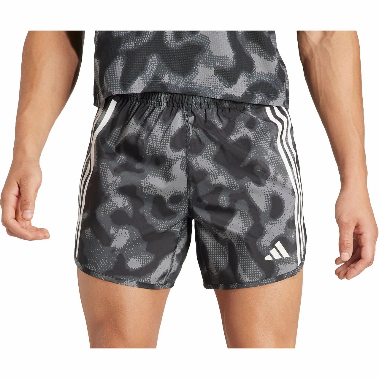 Denim shorts day trip adidas Own The Run 3 Stripes 5 Inch Mens Running Shorts - Grey
