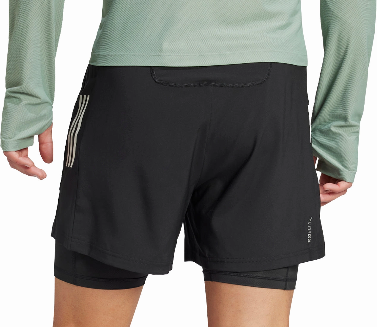 adidas Own The Run ClimaCool 2 In 1 Mens Running Shorts - Black Minimal Waistband retail industry