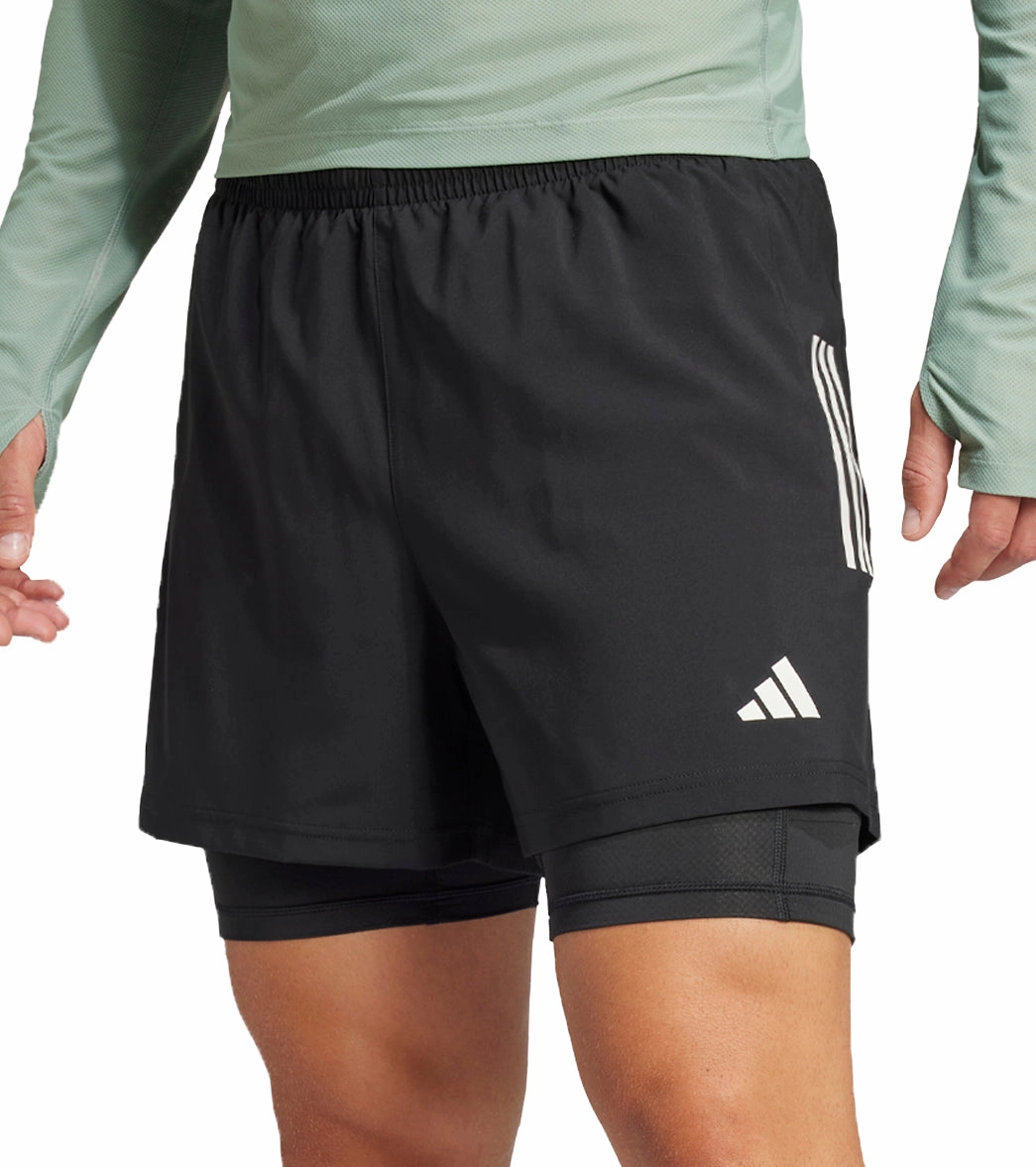 Comfortable Cut adidas Own The Run ClimaCool 2 In 1 Mens Running Shorts - Black