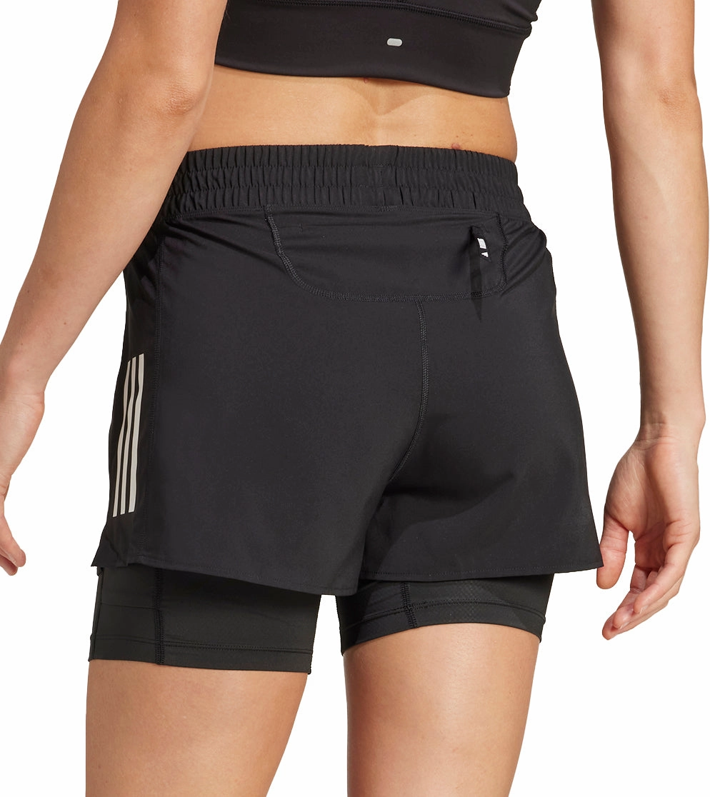 Versatile Comfort adidas Own The Run ClimaCool 2 In 1 Womens Running Shorts - Black