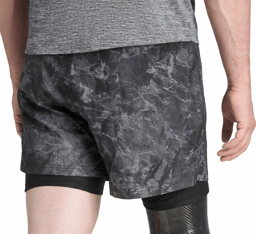 adidas Own The Run Spray Dye 2 In 1 Mens Running Shorts - Grey denim material Limited Edition