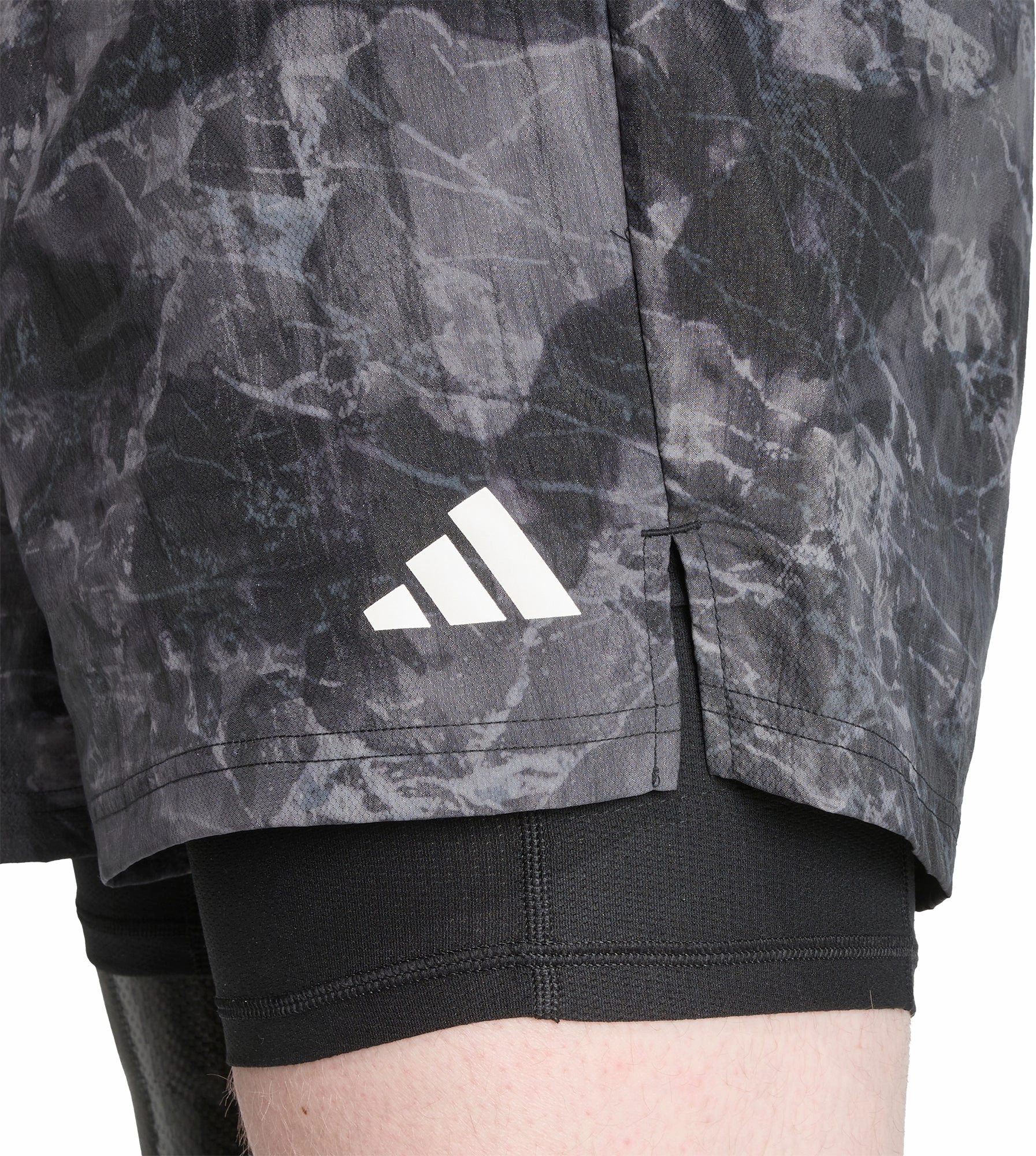 adidas Own The Run Spray Dye 2 In 1 Mens Running Shorts - Grey High Durability Blend