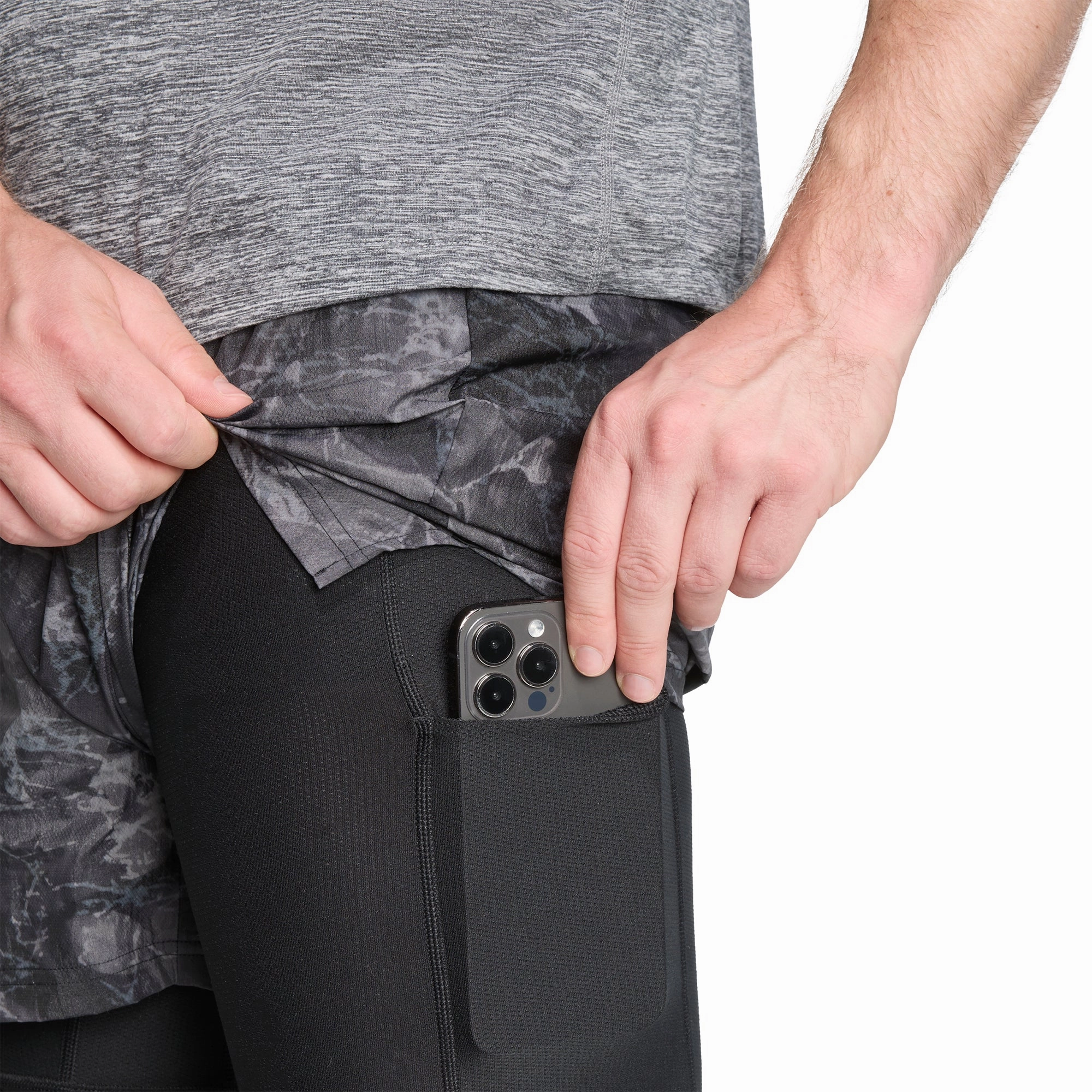 adidas Own The Run Spray Dye 2 In 1 Mens Running Shorts - Grey Hot Weather Body Contouring