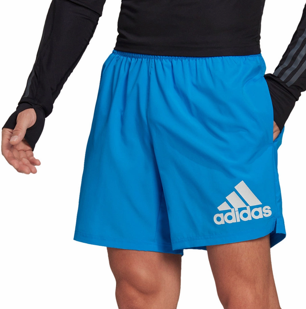 adidas Run It 5 Inch Mens Running Shorts - Blue Glide On Waist System Sport Flex Wear