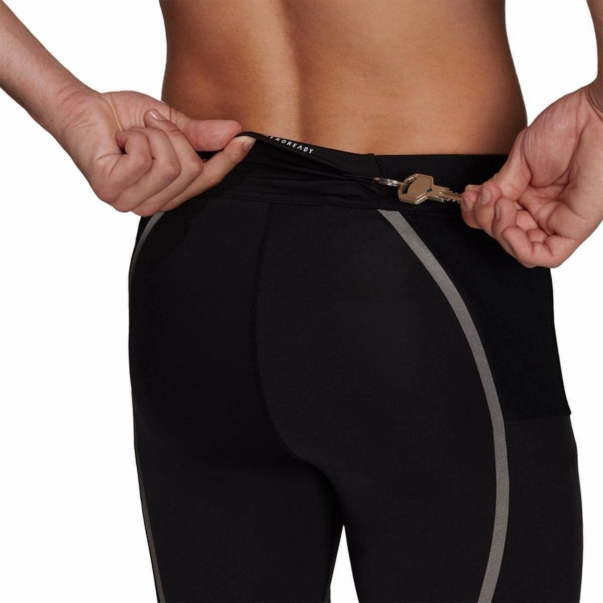 Soft Waistband ElasticHem adidas Saturday Mens Short Running Tights - Black