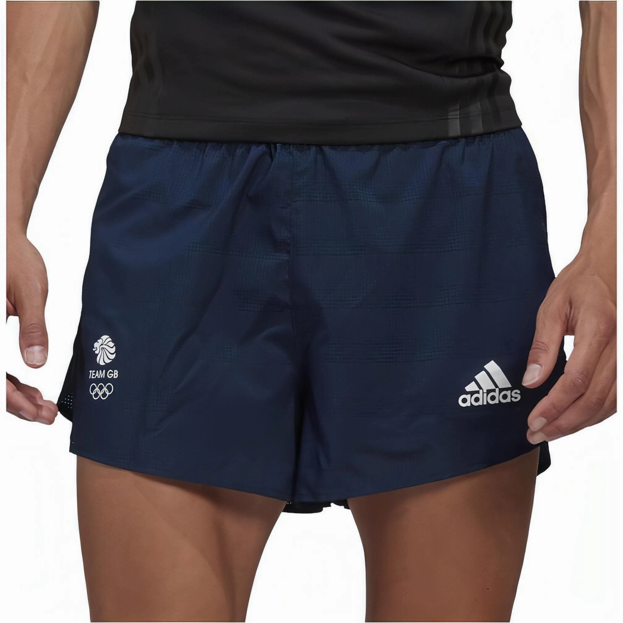 Elastic hem adidas Team GB Mens Running Shorts - Navy