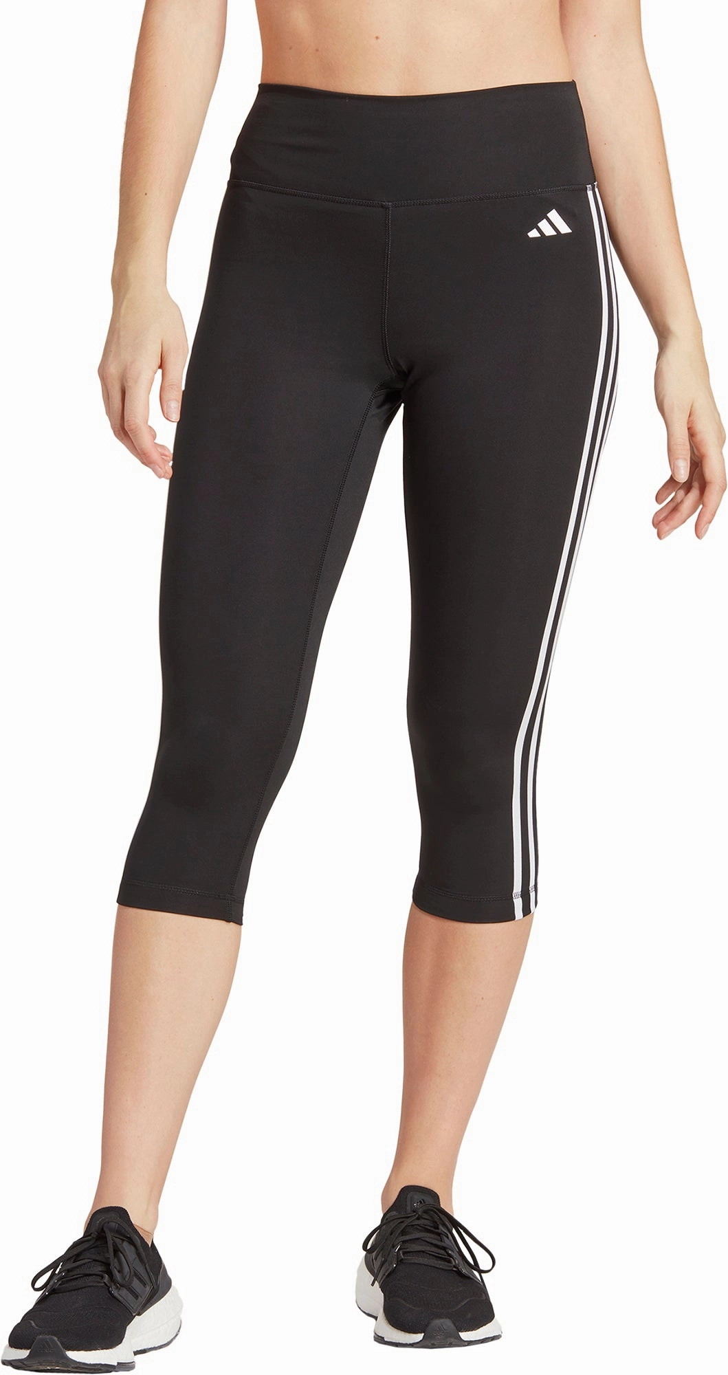 adidas Train Essentials 3 Stripes Womens 3/4 Capri Training Tights - Black Lightweight Material Pilates Session