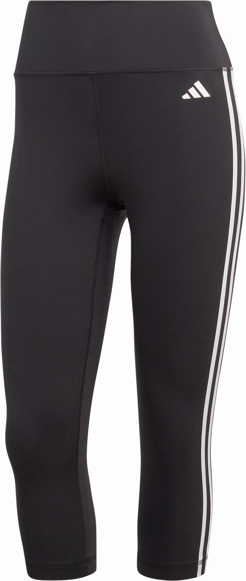 Power Fit adidas Train Essentials 3 Stripes Womens 3/4 Capri Training Tights - Black