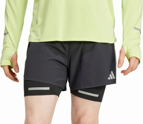 adidas Ultimate Reflective 2 In 1 Mens Running Shorts - Black Gusseted Crotch Design