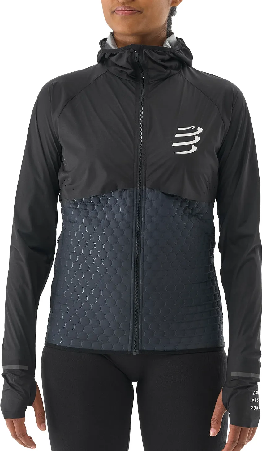 Compressport Winter Insulated 10/10 Womens Running Jacket - Black Thrive Communicate