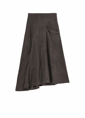 L/C INK DYED LIGHT DENIM LONG RIGHT SKIRT Durable Hem Layer-Friendly