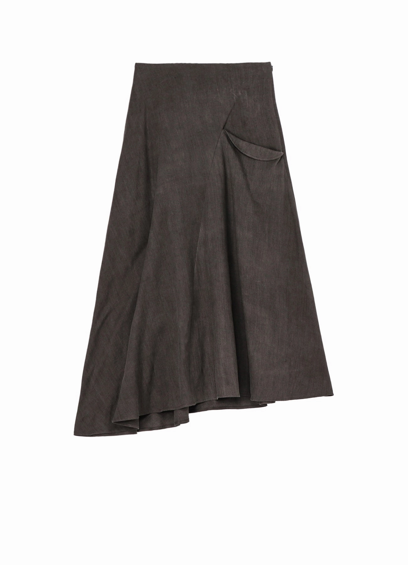 L/C INK DYED LIGHT DENIM LONG RIGHT SKIRT Durable Hem Layer-Friendly