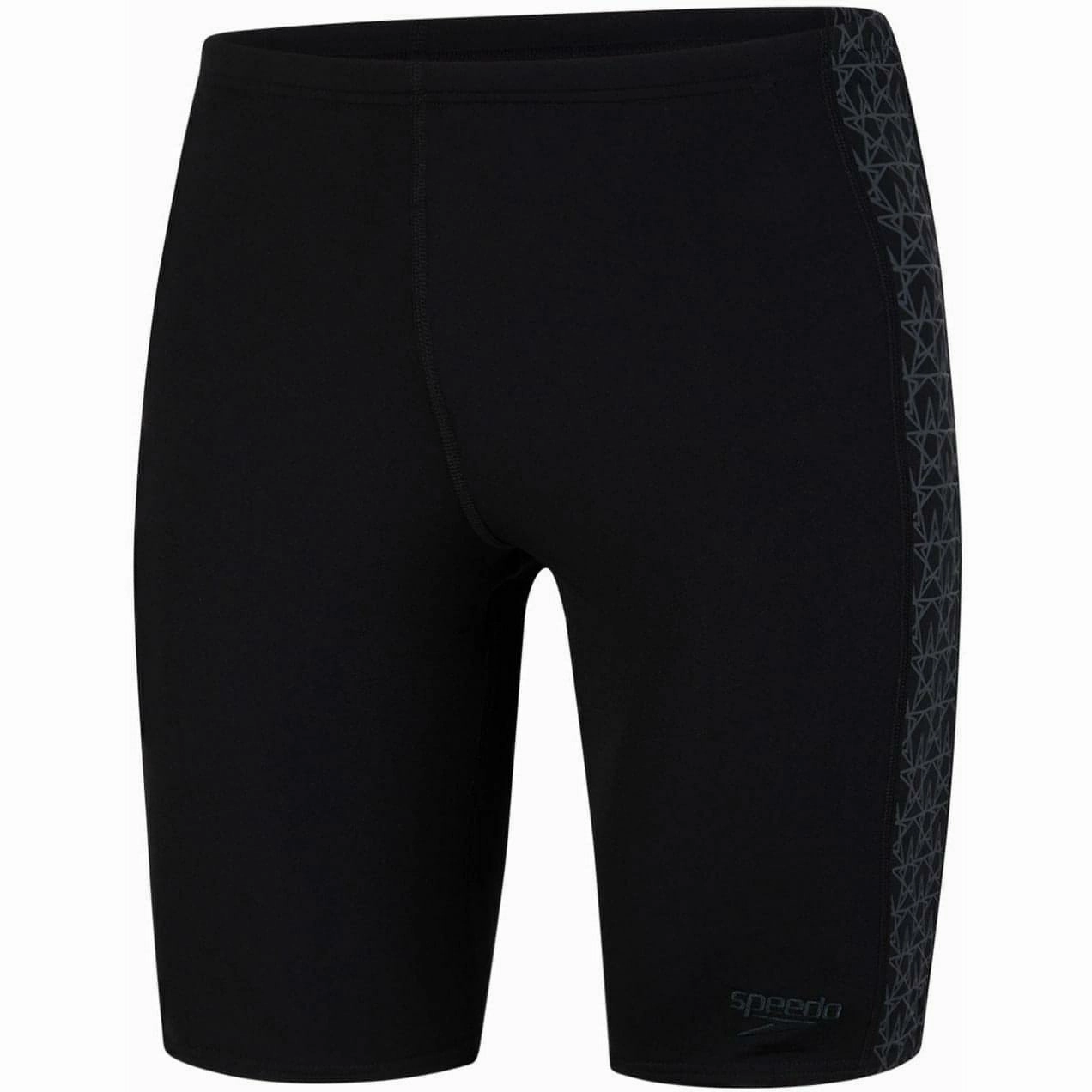 Reinforced Stress Points Built In Liner Speedo Boomstar Splice Mens Swim Jammer Shorts - Black