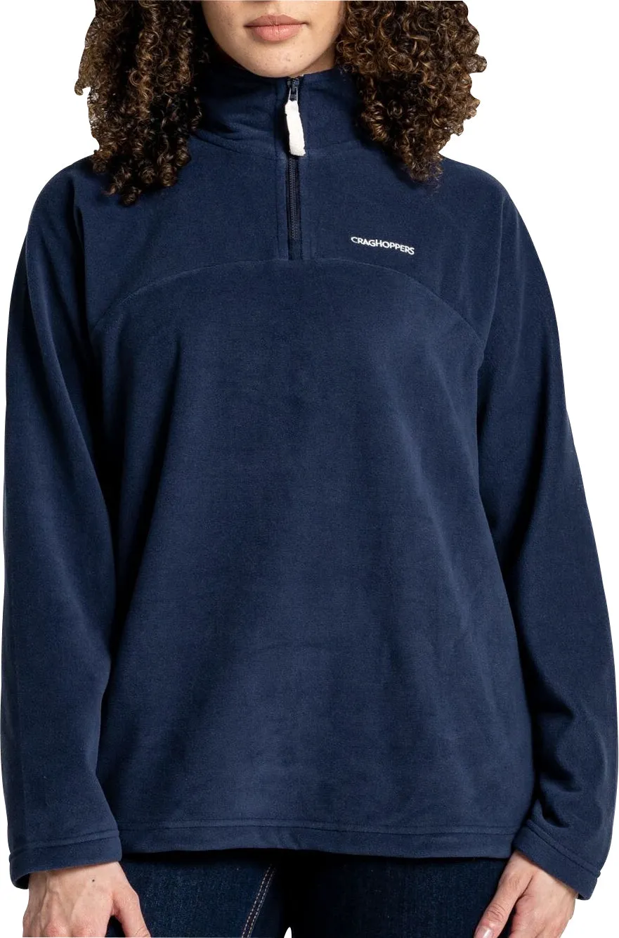 Wide Neck Opening Outdoor Style Craghoppers Lani Half Zip Long Sleeve Womens Fleece Top - Blue