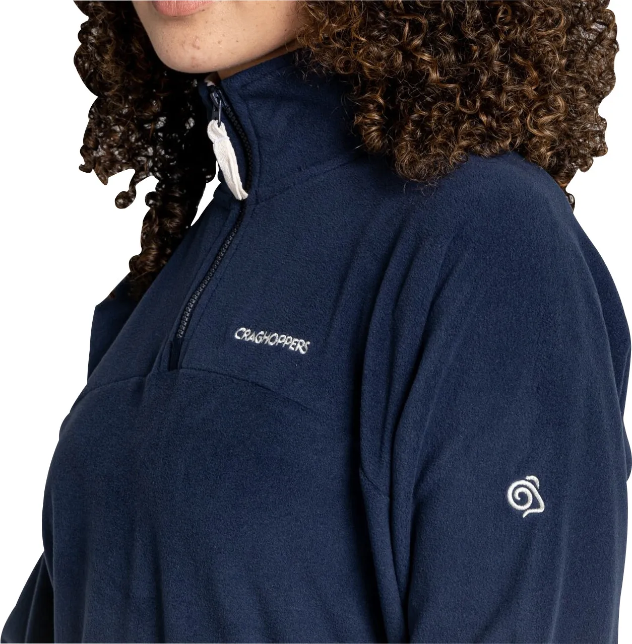 Craghoppers Lani Half Zip Long Sleeve Womens Fleece Top - Blue Chic Comfort Style Self Fabric Tape