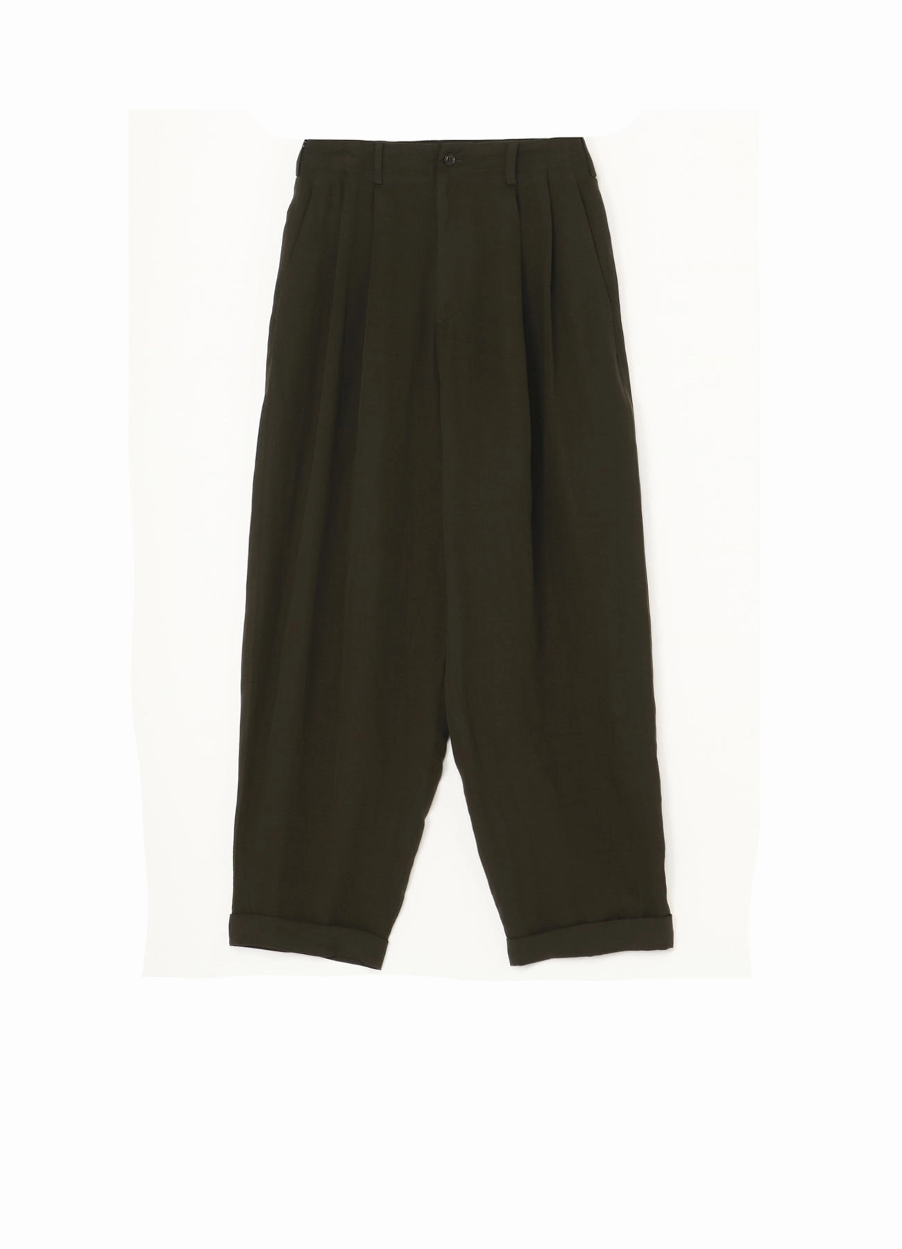 Breathable Style GARMENT-DYED CELLULOSE TWILL DOUBLE PLEATED CUFFED HEM PANTS