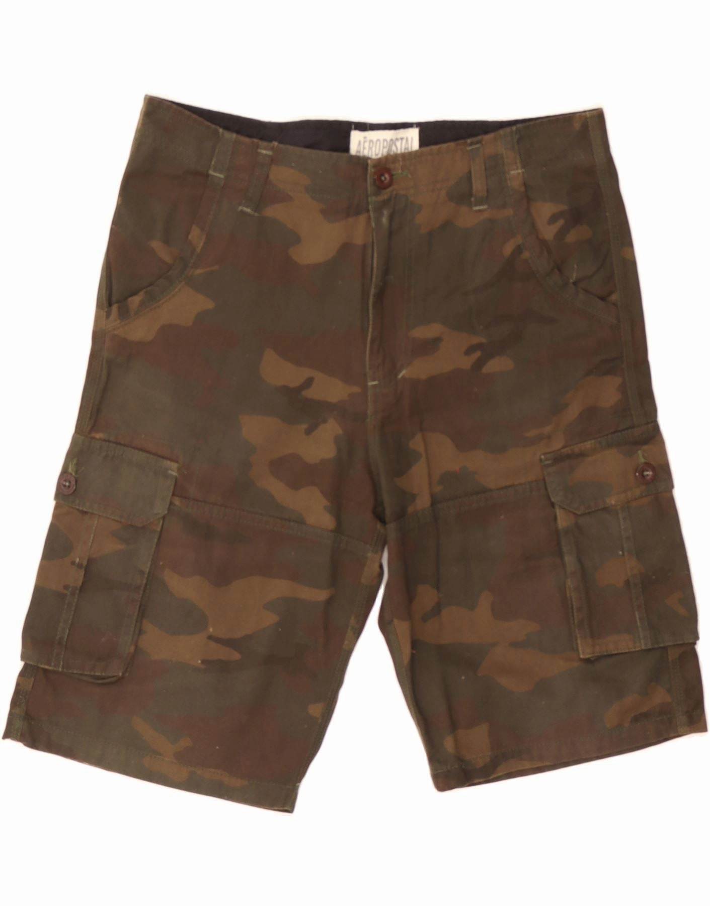 AEROPOSTALE Mens Cargo Shorts W32 Medium Brown Camouflage Cotton Fashion Forward