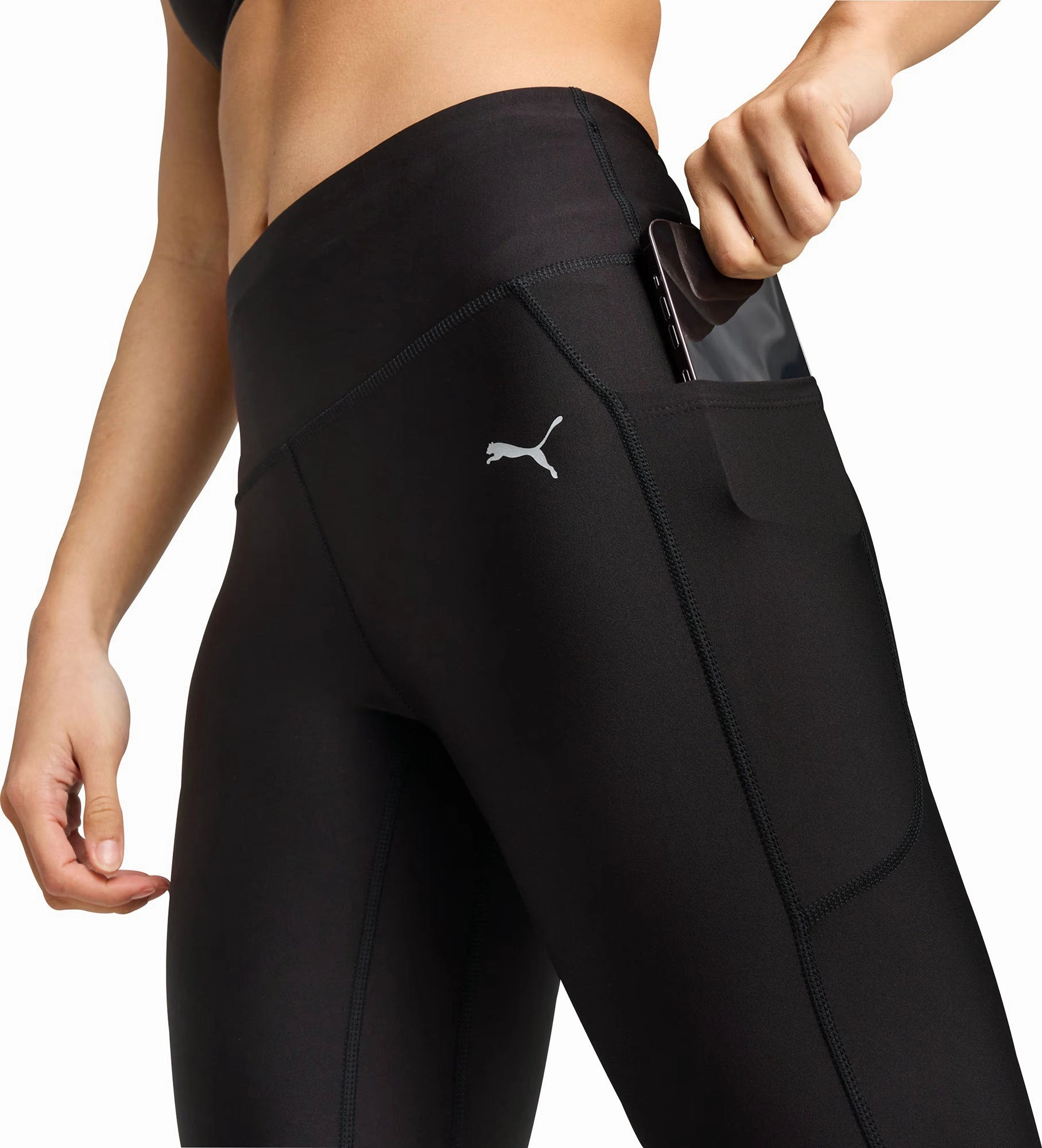 Puma Velocity Womens 3/4 Capri Running Tights - Black Eco Friendly For Kids Moisture Managing