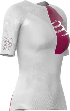Compressport Tri Postural Aero Short Sleeve Womens Running Top - White Multi Panel Design Tagless Design
