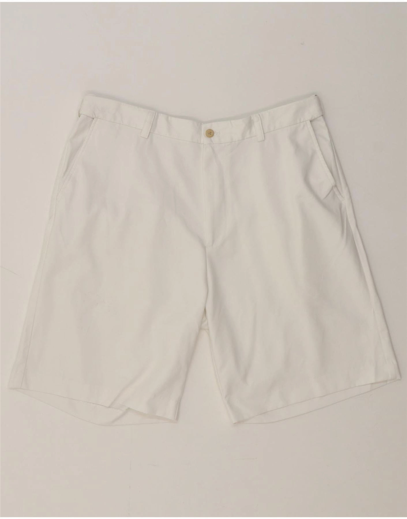 IZOD Mens Chino Shorts W36 Large White Polyester Fade Resistant Dye