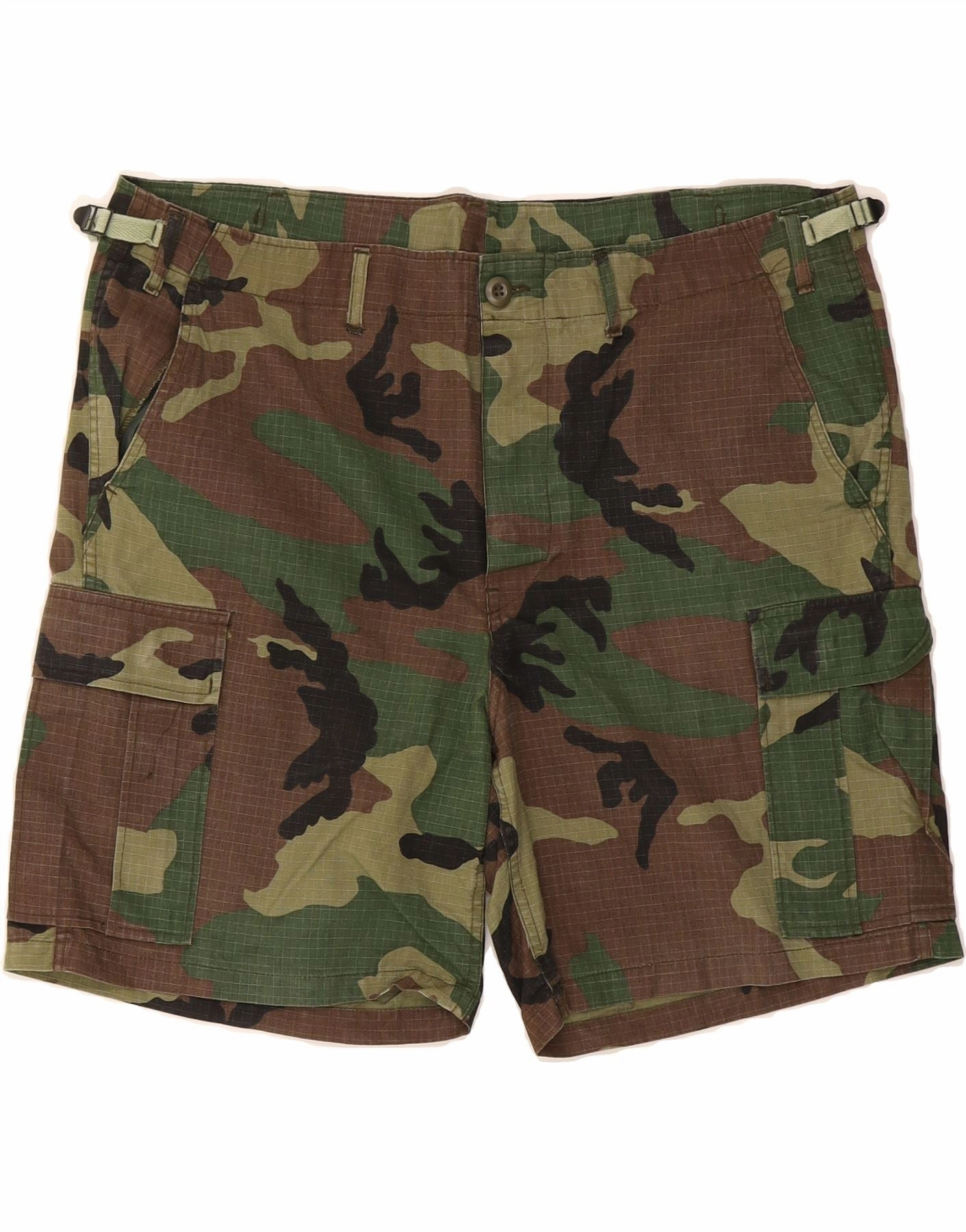 Easy Wear Ergonomic Contour Shape VINTAGE Mens Cargo Shorts Large W40 Green Camouflage