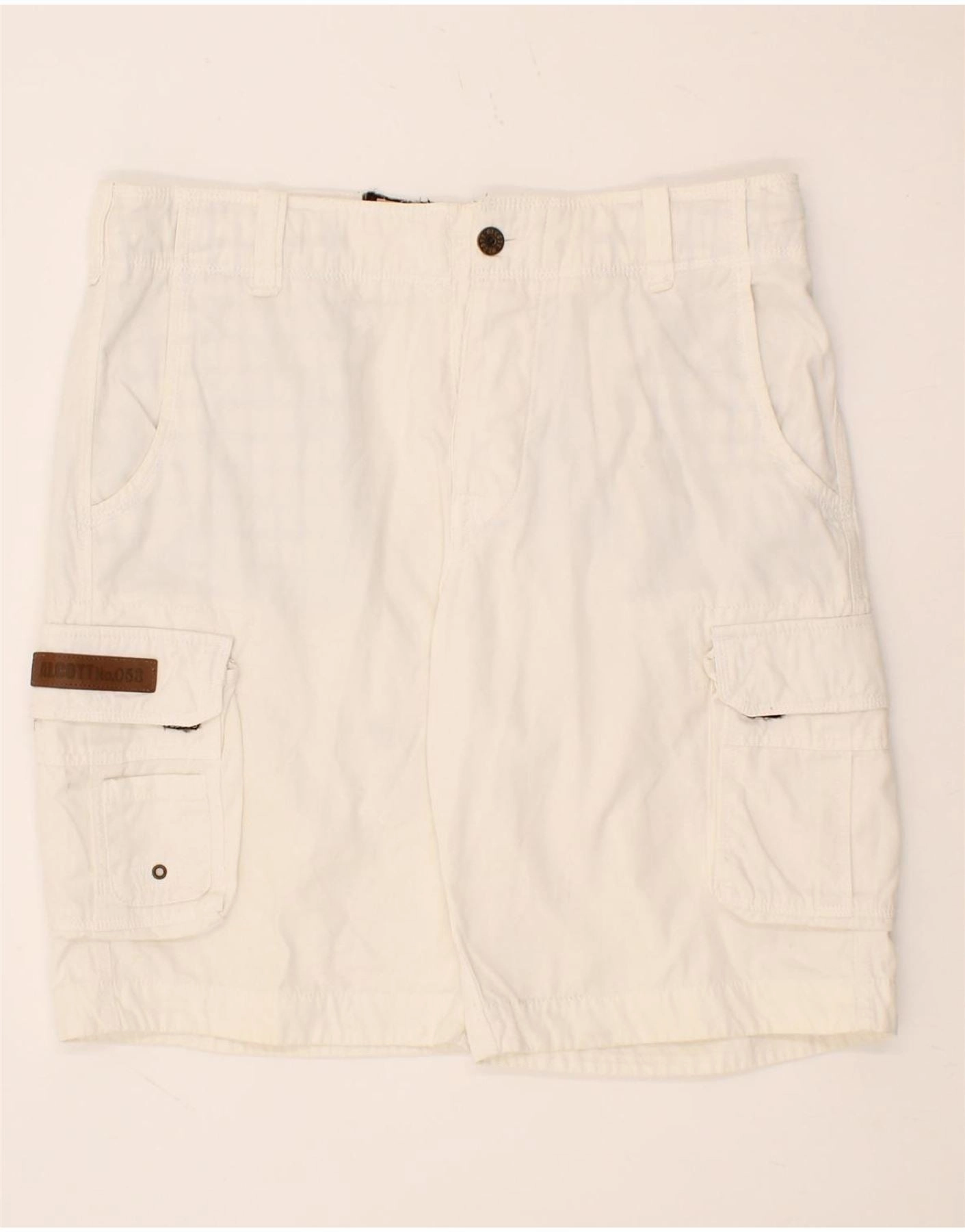 Comfortable Cut ALCOTT Mens Cargo Shorts IT 52 XL W38  White Cotton