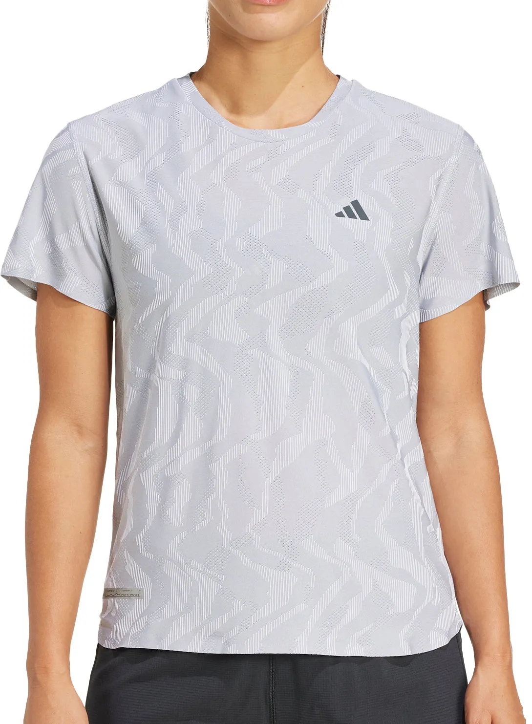 Sleek Layer Wrinkle-Free adidas Ultimate HEAT.RDY Engineered Short Sleeve Womens Running Top - Grey