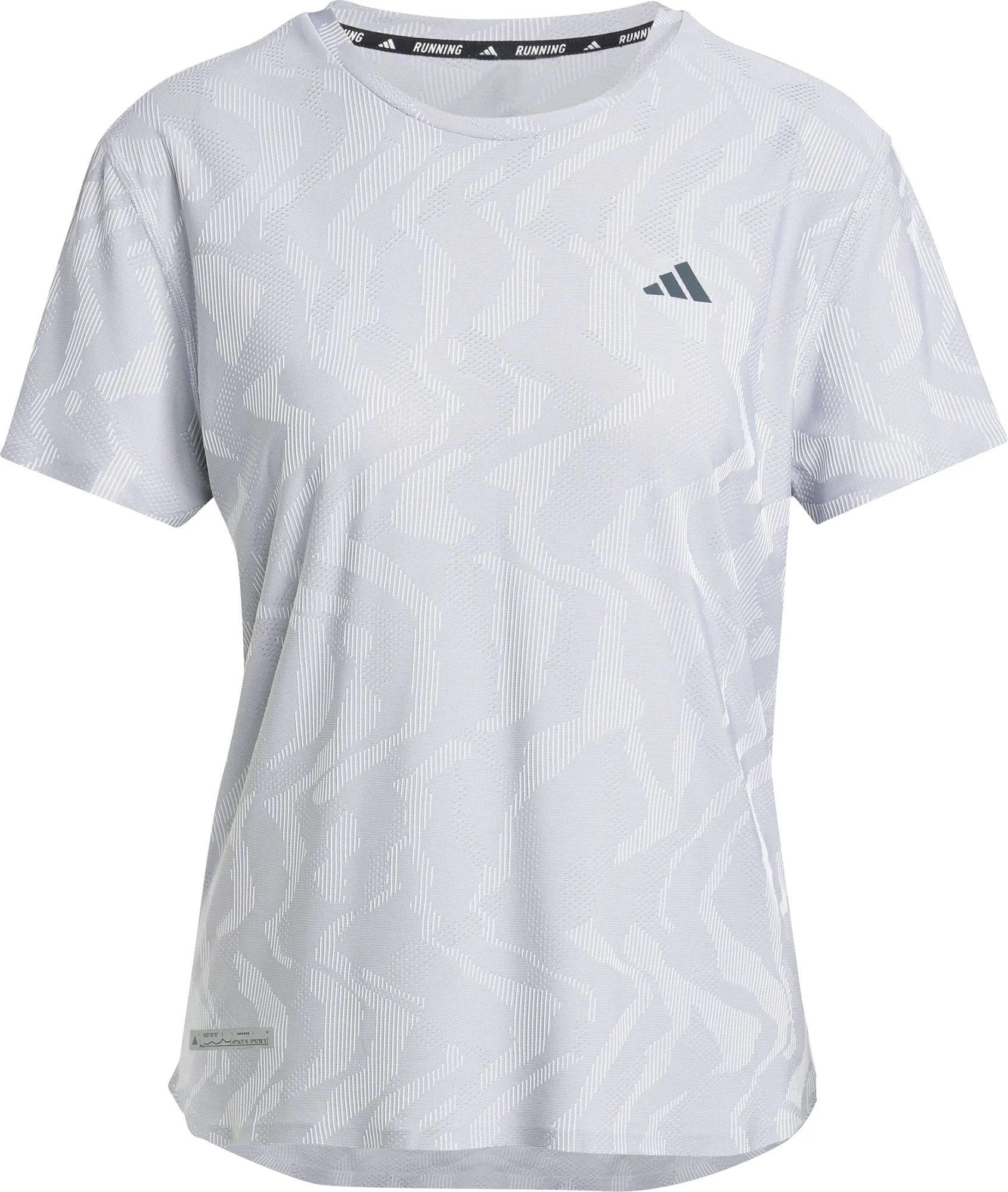 Boat neck style adidas Ultimate HEAT.RDY Engineered Short Sleeve Womens Running Top - Grey