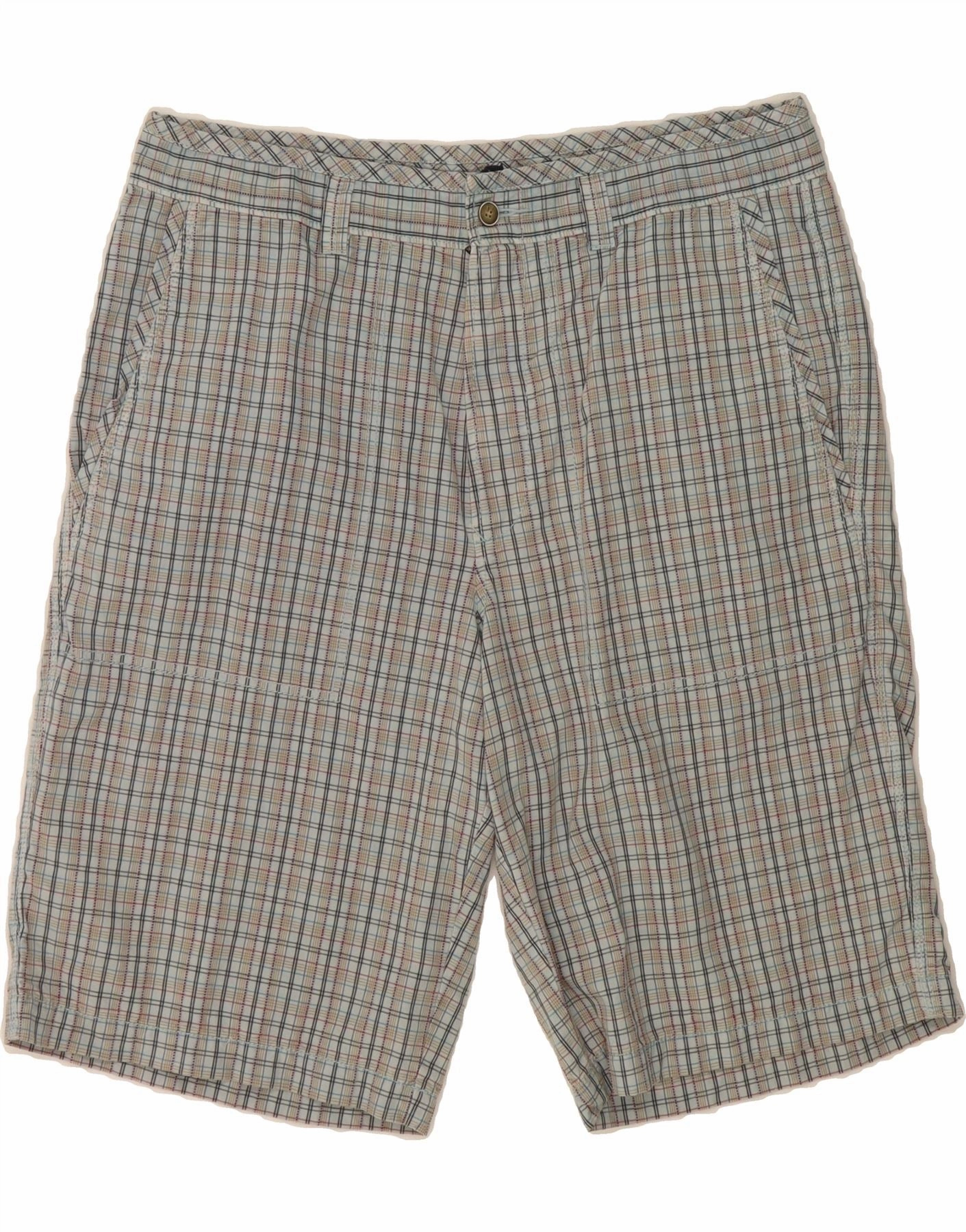 TOMMY BAHAMA Mens Chino Shorts W34 Large Grey Check Lyocell Retro Style