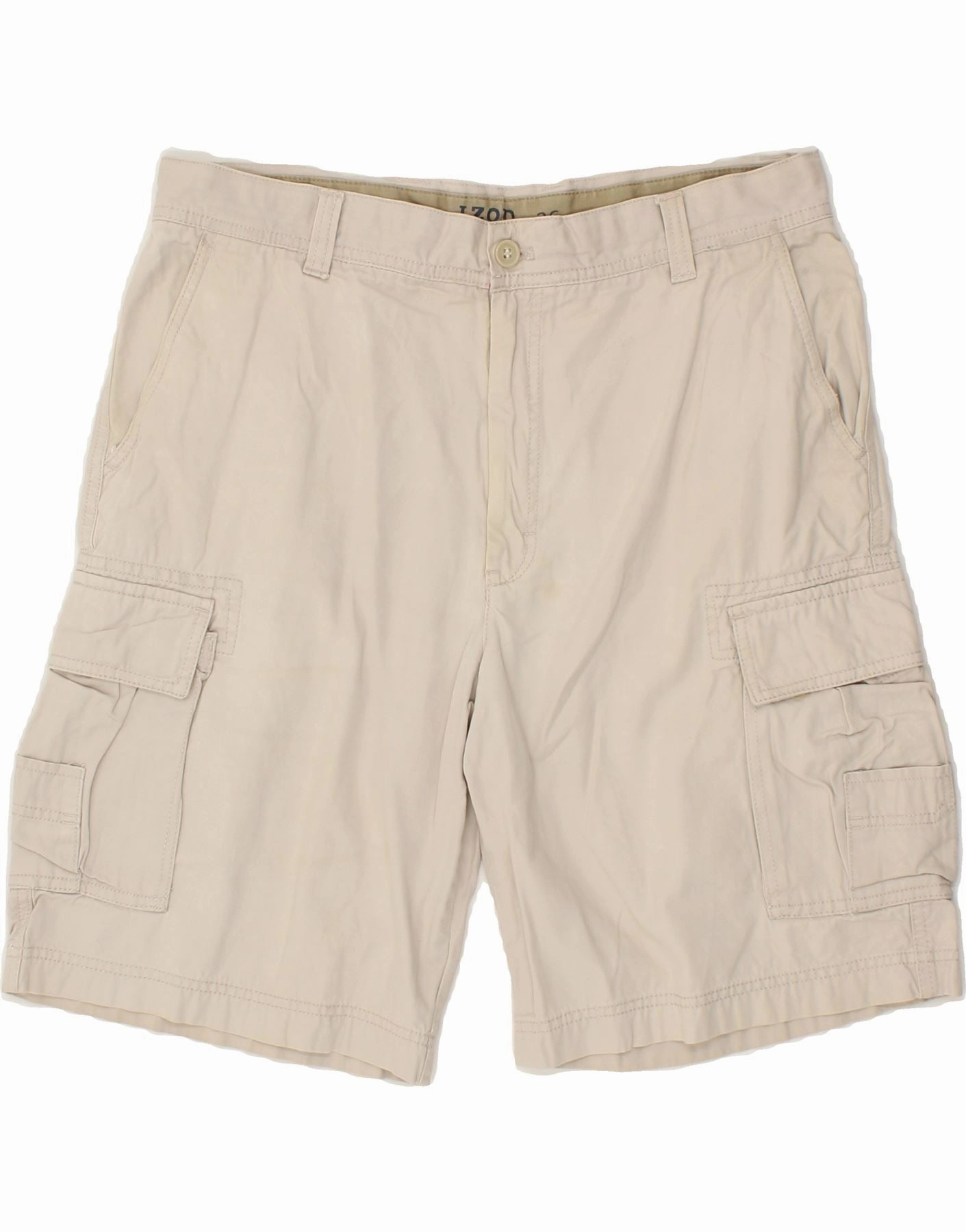 Sustainable Manufacturing Stretch Woven Fabric IZOD Mens Salt Water Cargo Shorts W36 Large  Beige Cotton