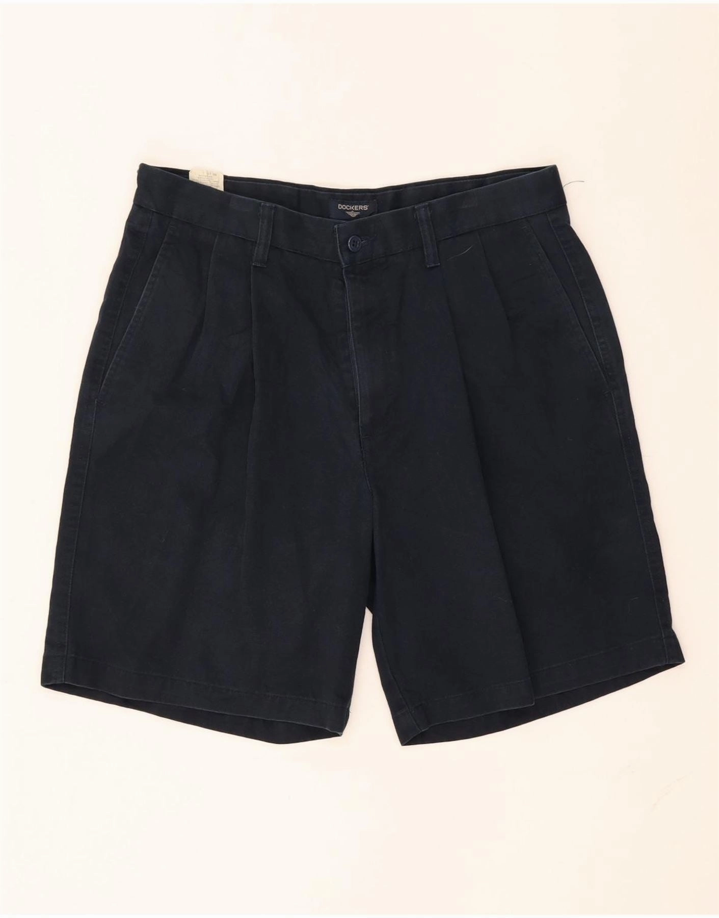DOCKERS Mens Pegged Chino Shorts W32 Medium  Navy Blue Cotton Quick Access Pockets Stretchy Waist