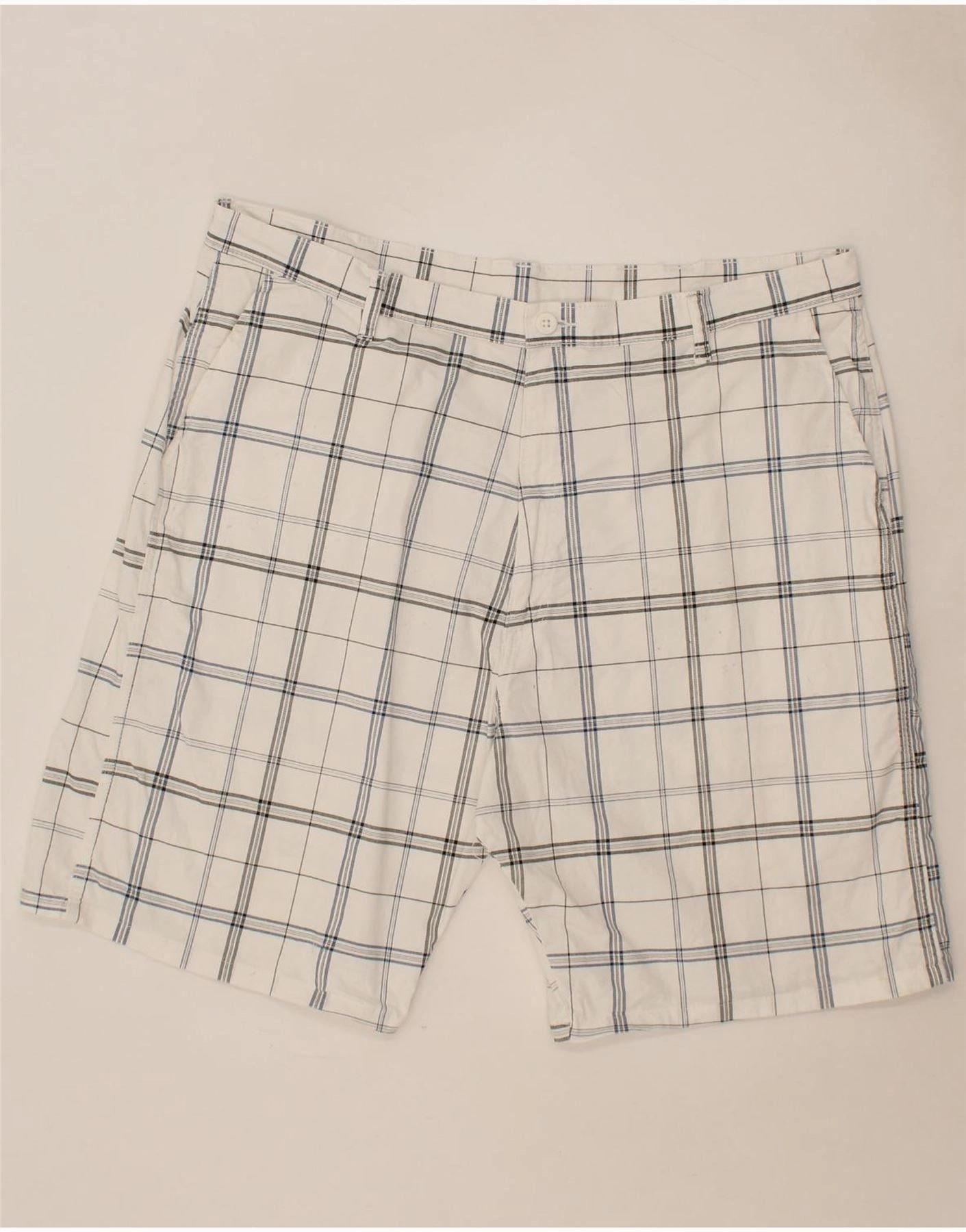 Polyester shorts WRANGLER Mens Chino Shorts W42 2XL White Check Cotton